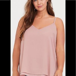 Pink Double Layer Chiffon Swing Cami